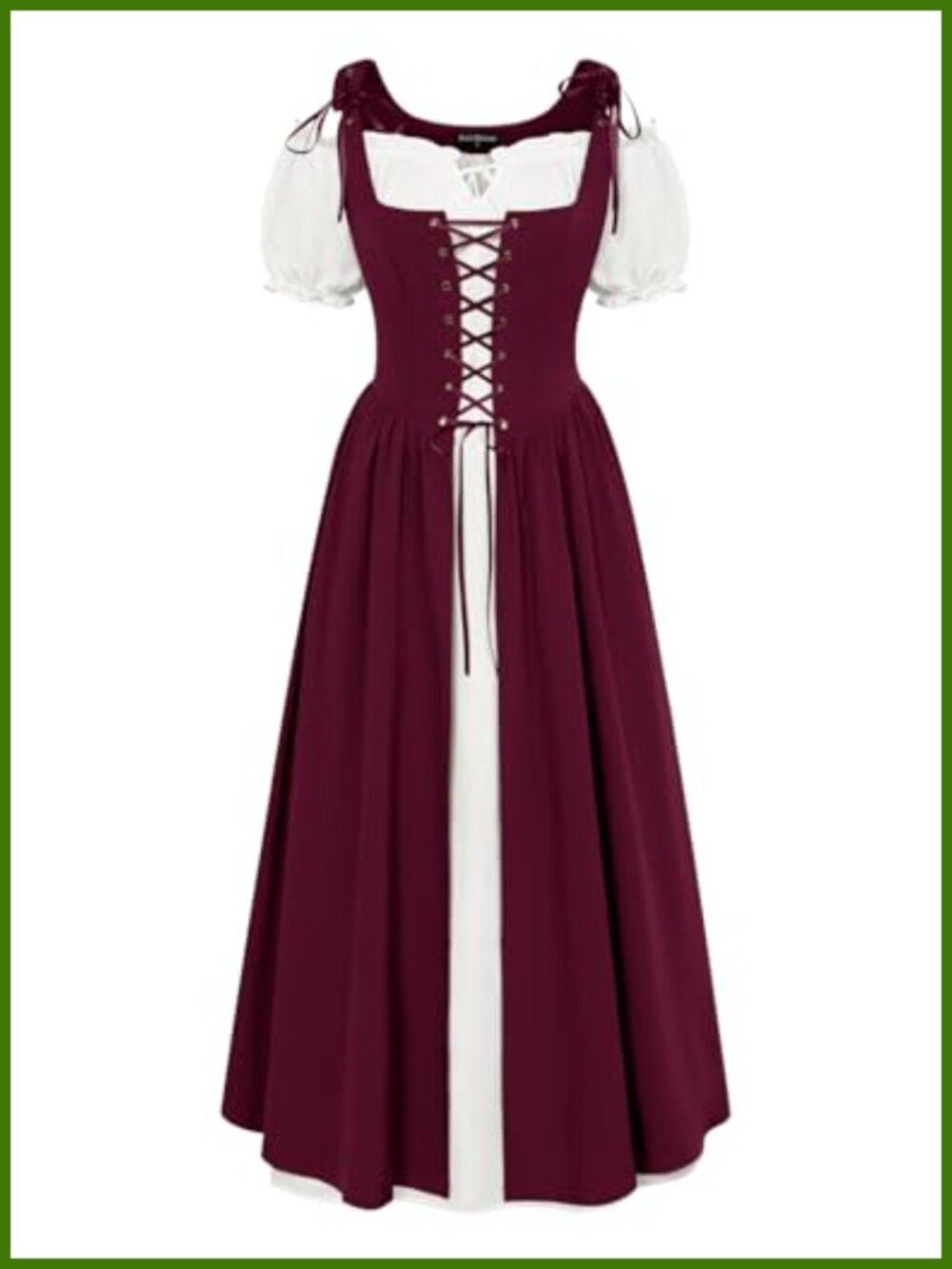 Renaissance Costume Women 2 Piece Medieval Vest Dress Chemise Set